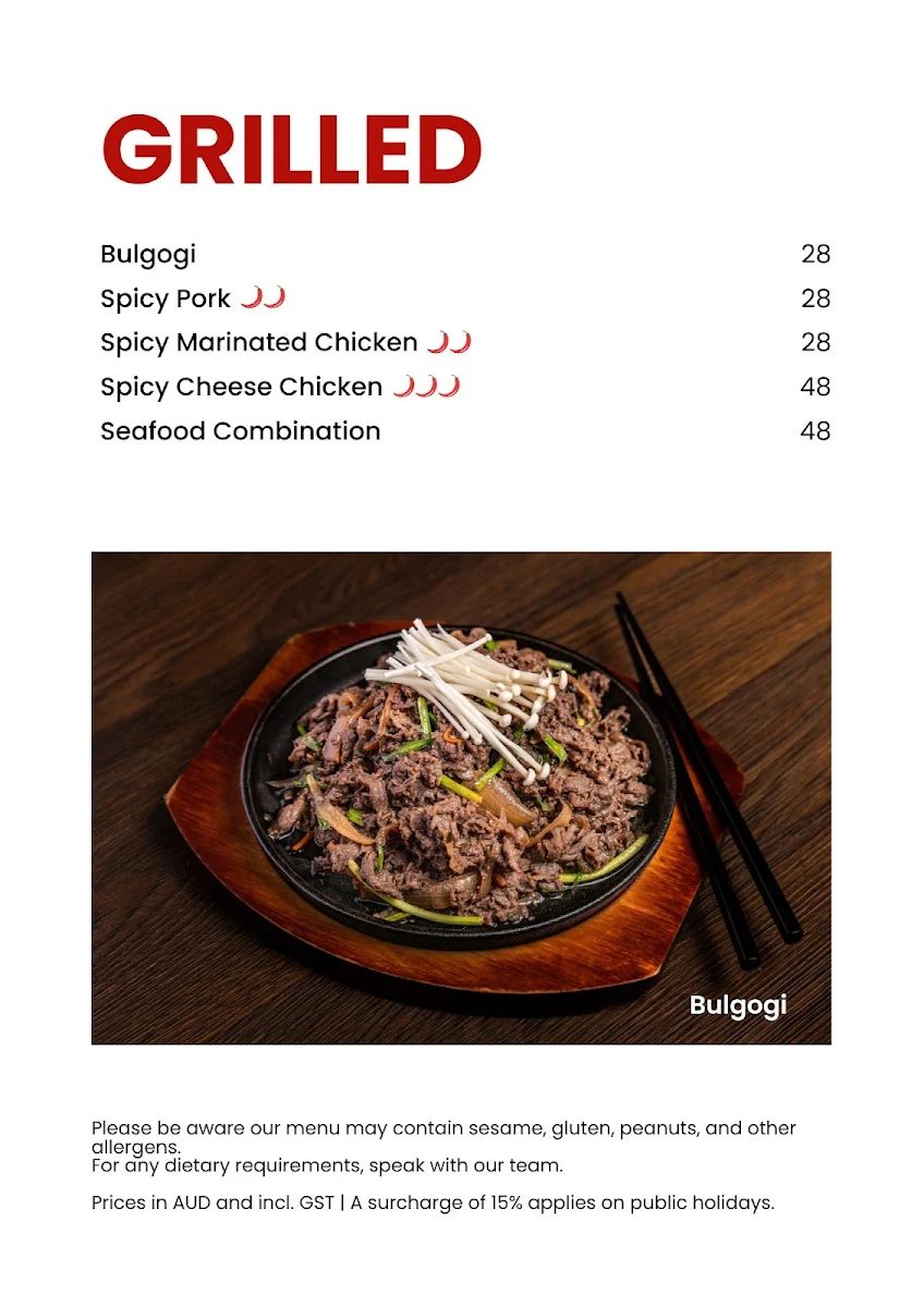 Menu, Kaokao