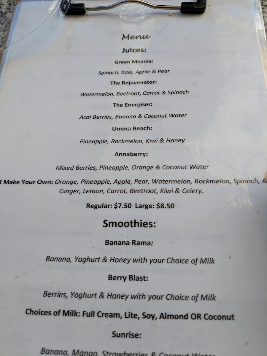 Menu, Pro Juice