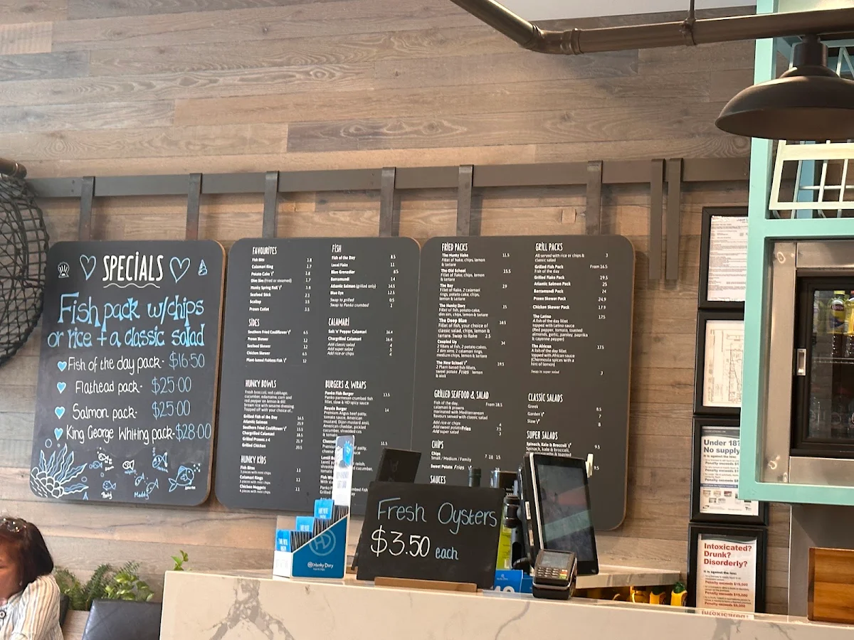 Menu, Hunky Dory Fish & Chips Oakleigh