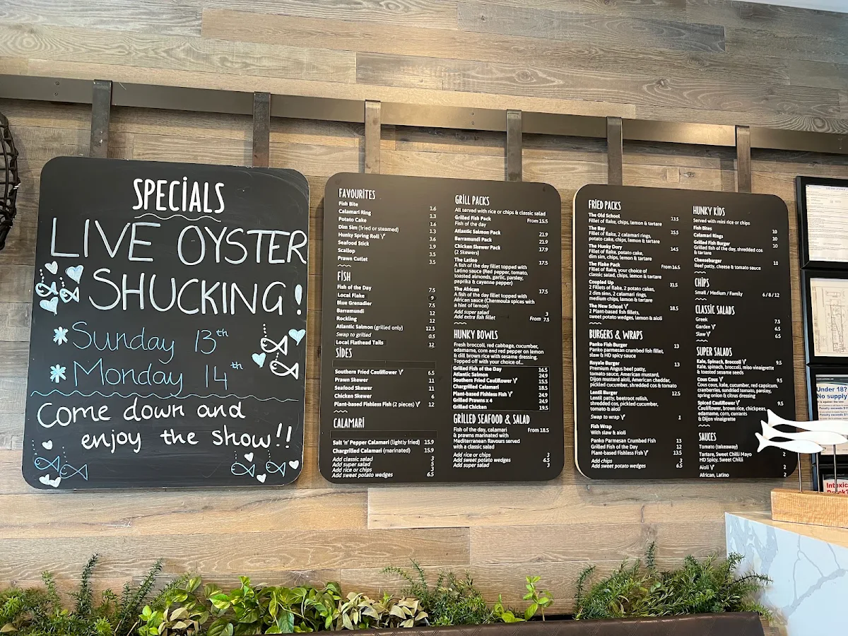 Menu, Hunky Dory Fish & Chips Oakleigh