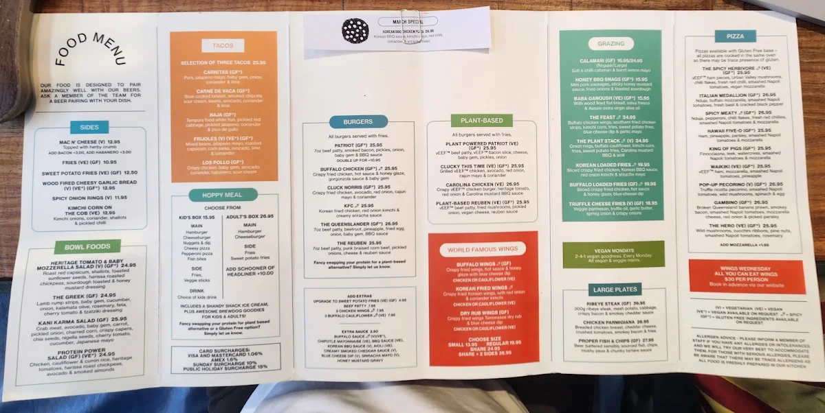 Menu, BrewDog DogTap Brisbane