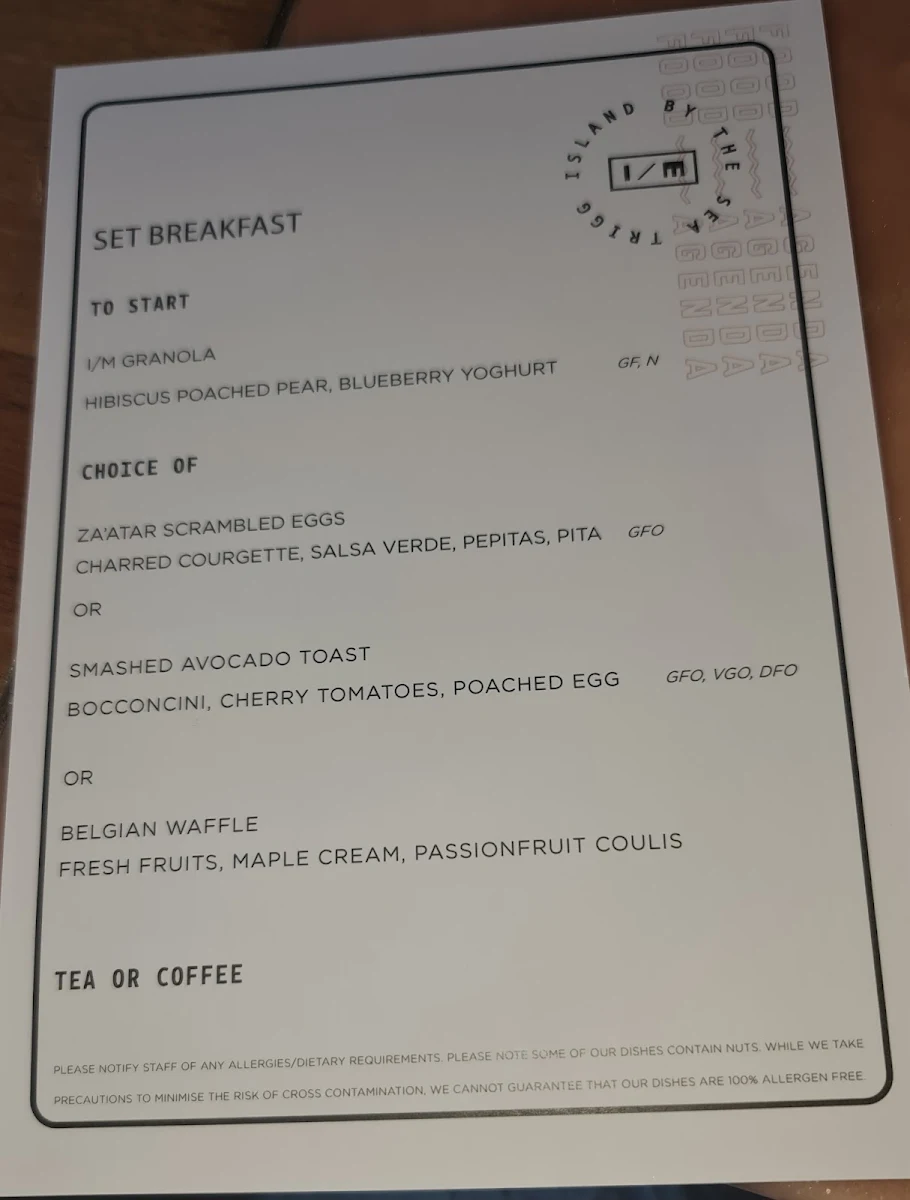 Menu, Island Market Trigg