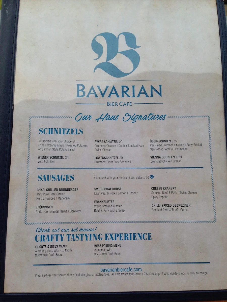 Menu, Winghaus Entertainment Quarter