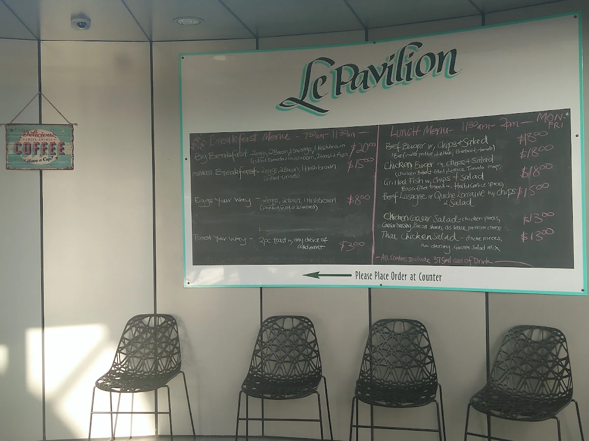 Menu, Le Pavilion Cafe