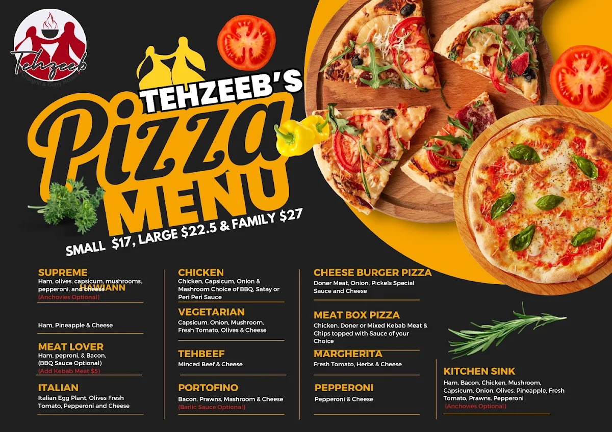 Menu, Tehzeeb (Chargrill & Curry House)