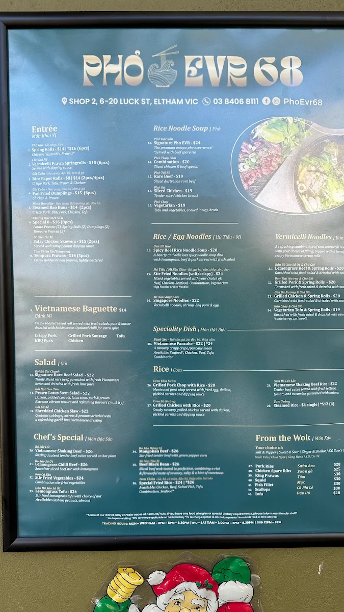 Menu, Pho Evr 68