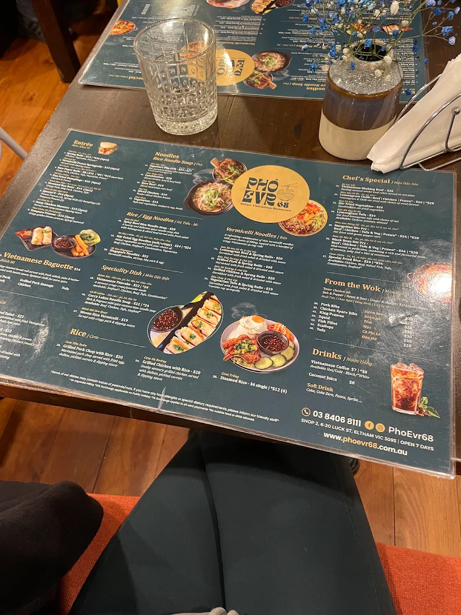 Menu, Pho Evr 68