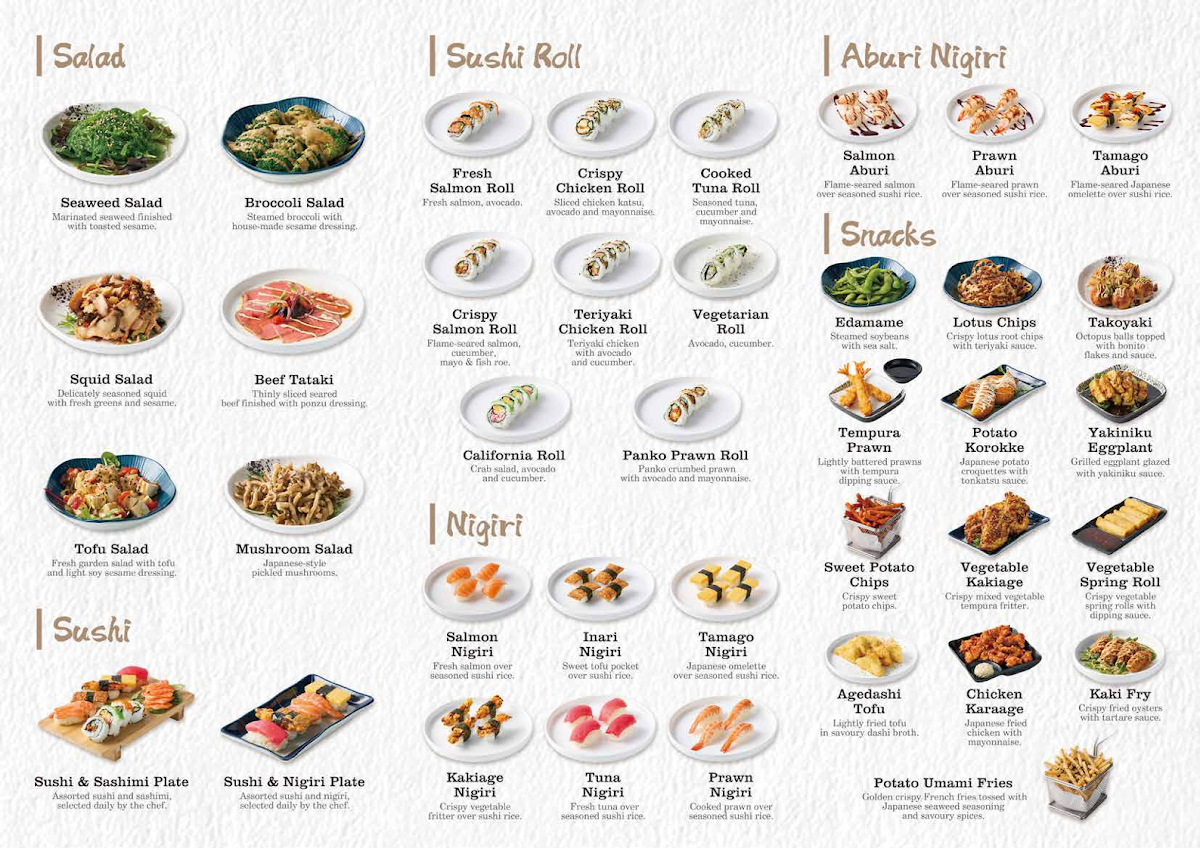Menu, Omasa Japanese Restaurant Tuart Hill