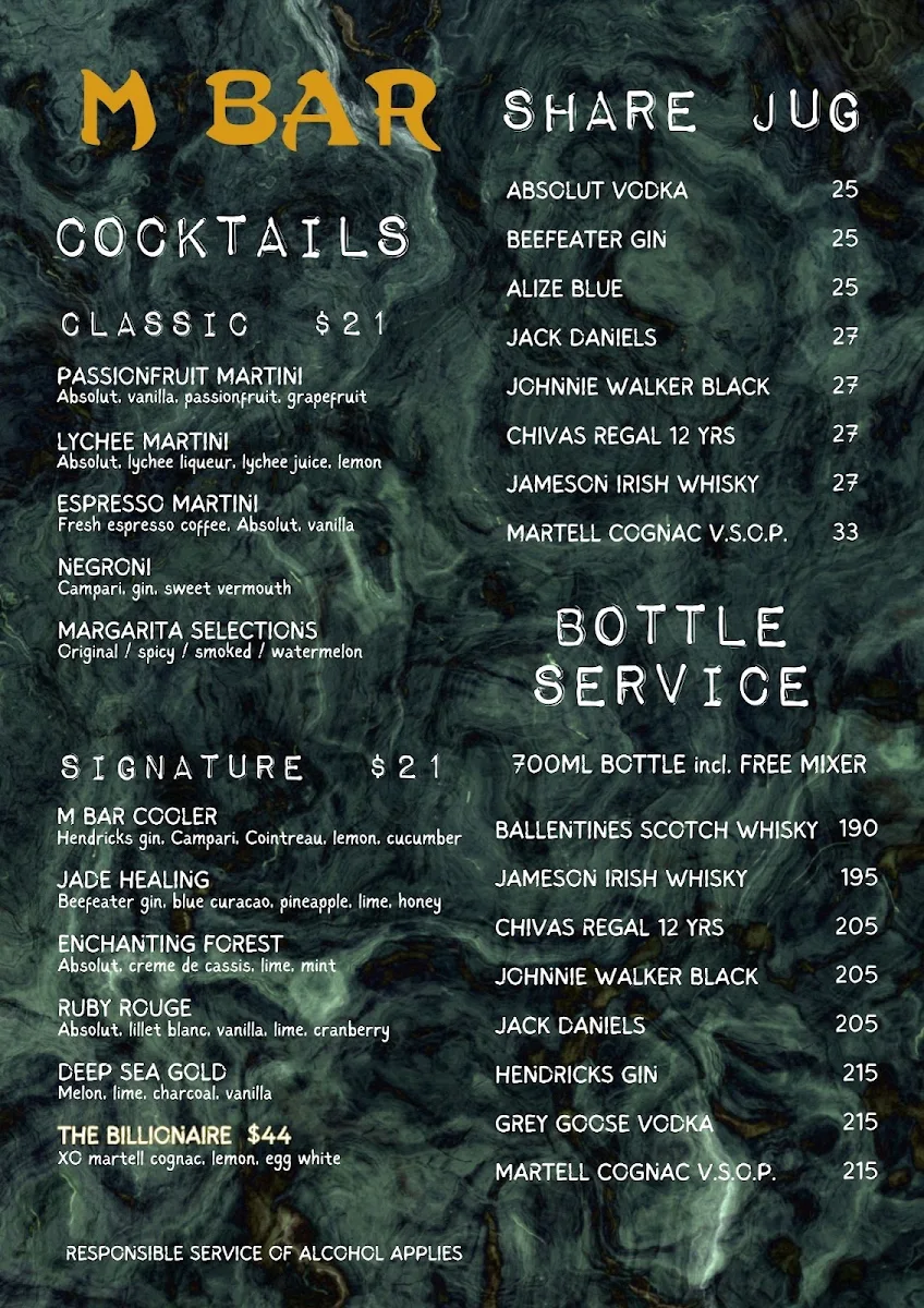 Menu, M Bar