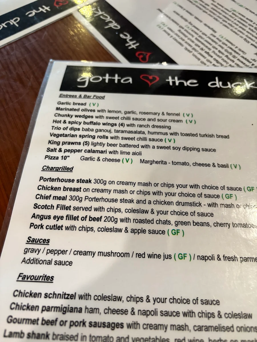 Menu, Hotel Mosman