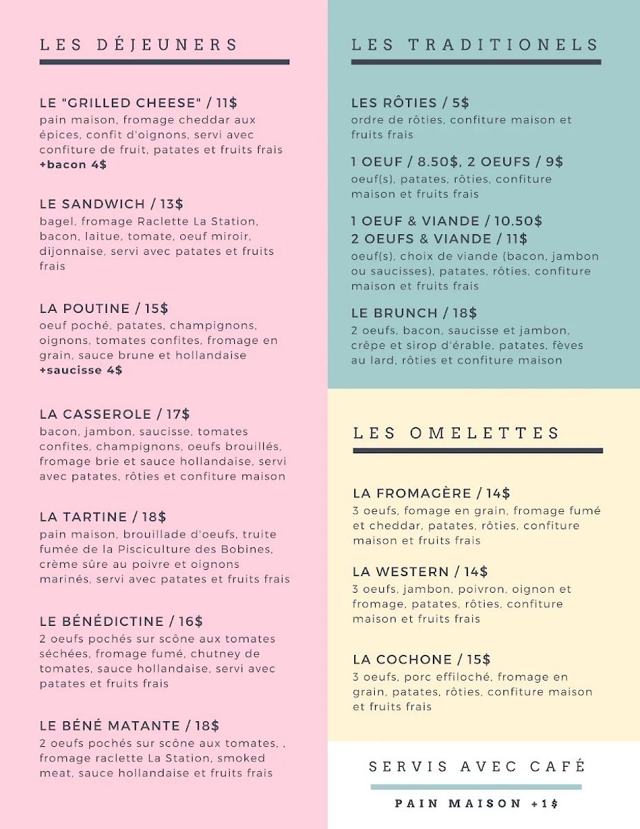 Menu, Chez Matante