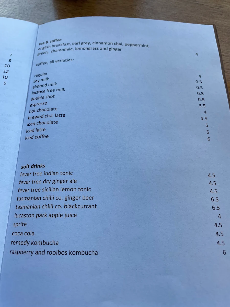 Menu, Peppermint Bay & Peppermint Bay Cruises