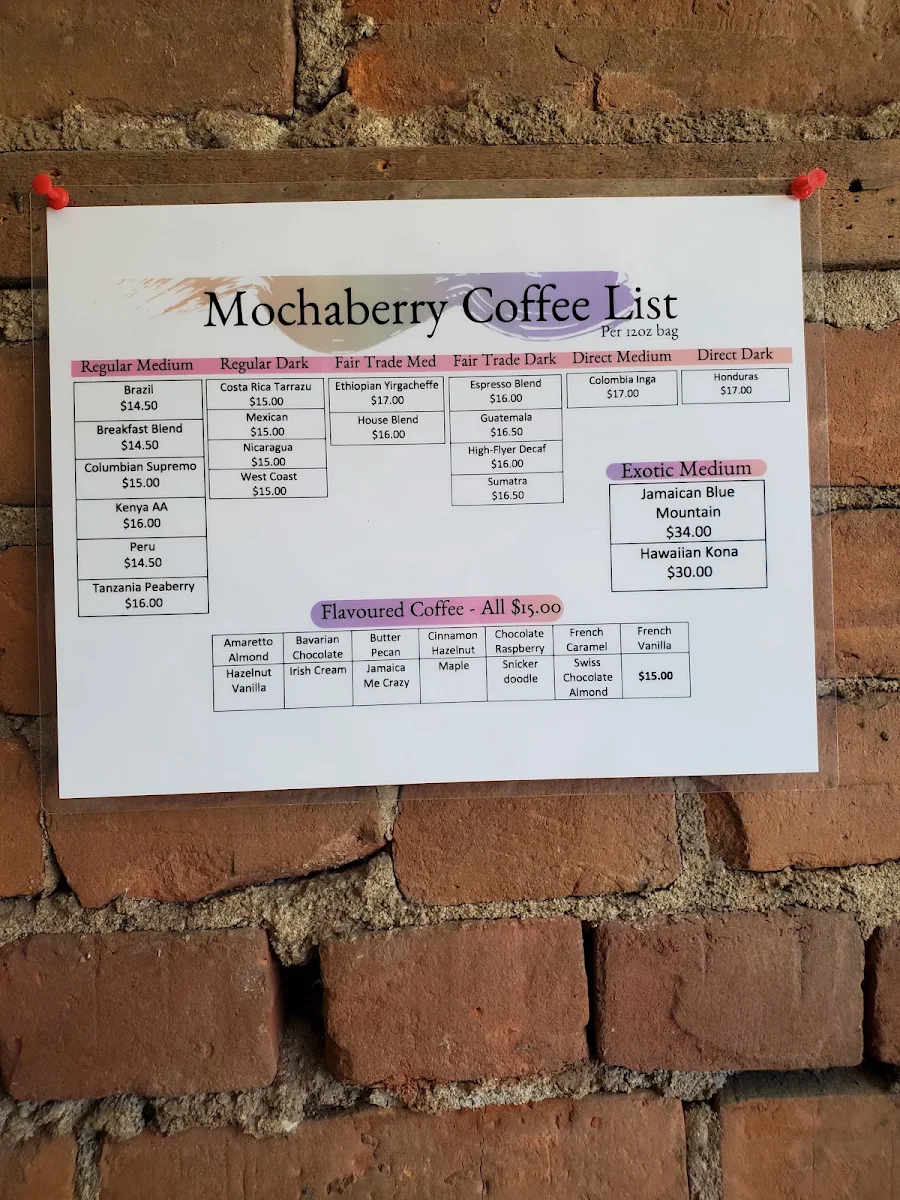 Menu, Mochaberry Coffee & Co Ltd. Cafe & Roastery