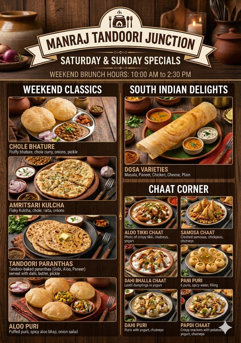 Menu, Manraj Tandoori Junction