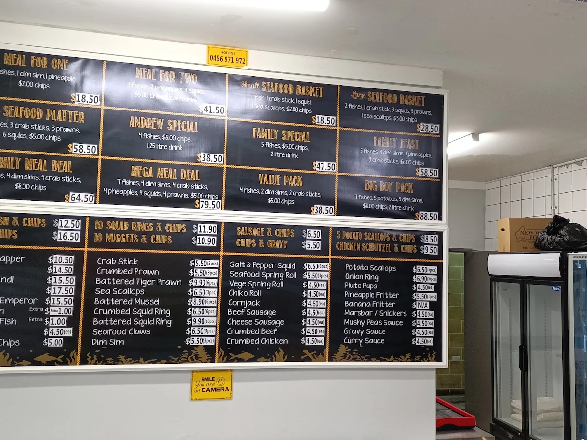 Menu, Seascapes Fish and Chips