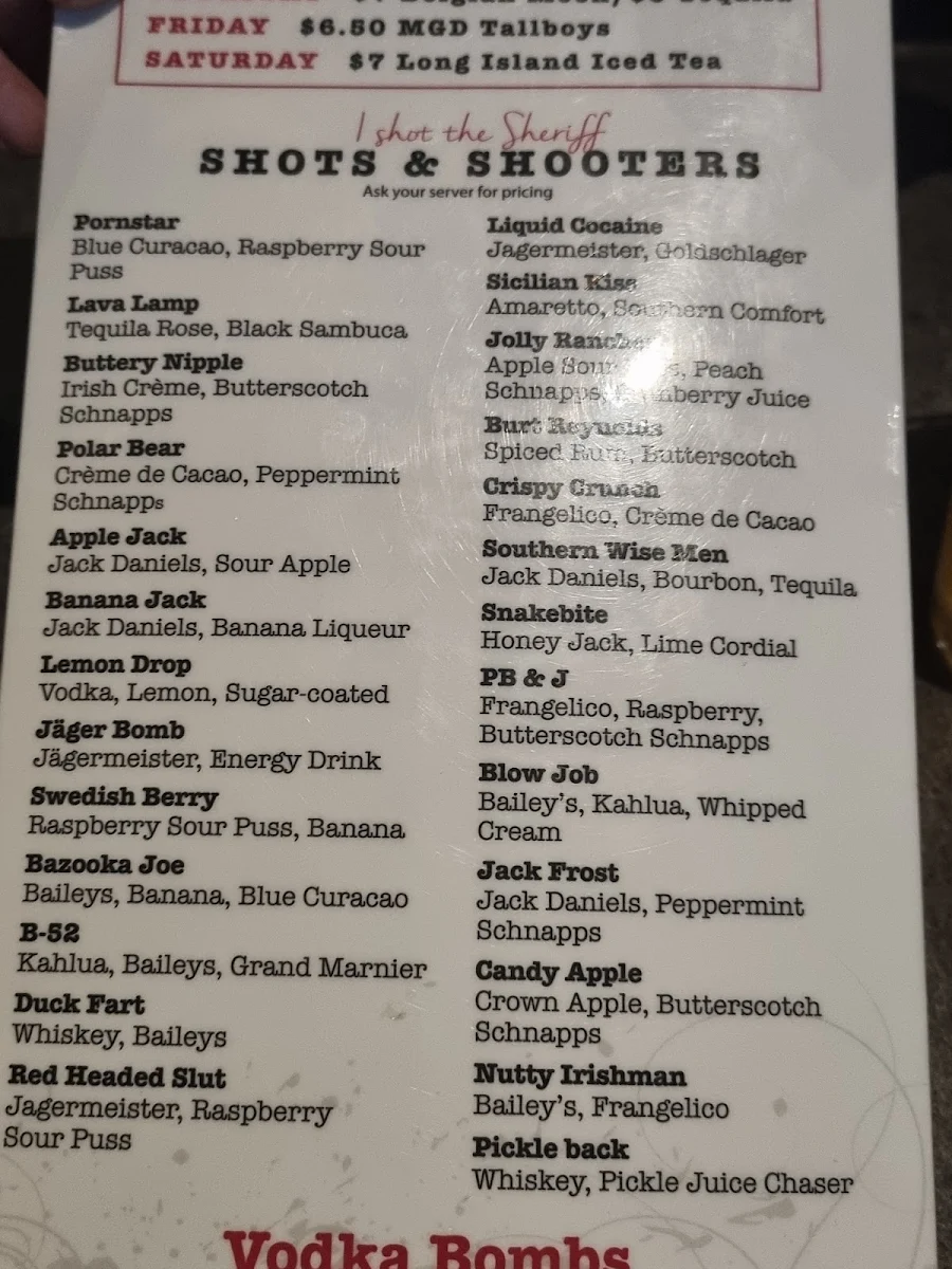 Menu, Tracie's Place Restaurant and Karaoke