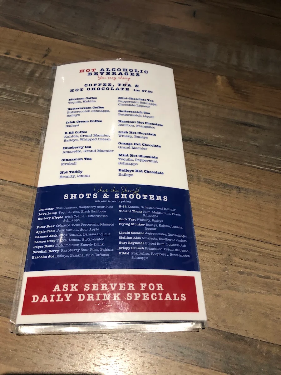 Menu, Tracie's Place Restaurant and Karaoke