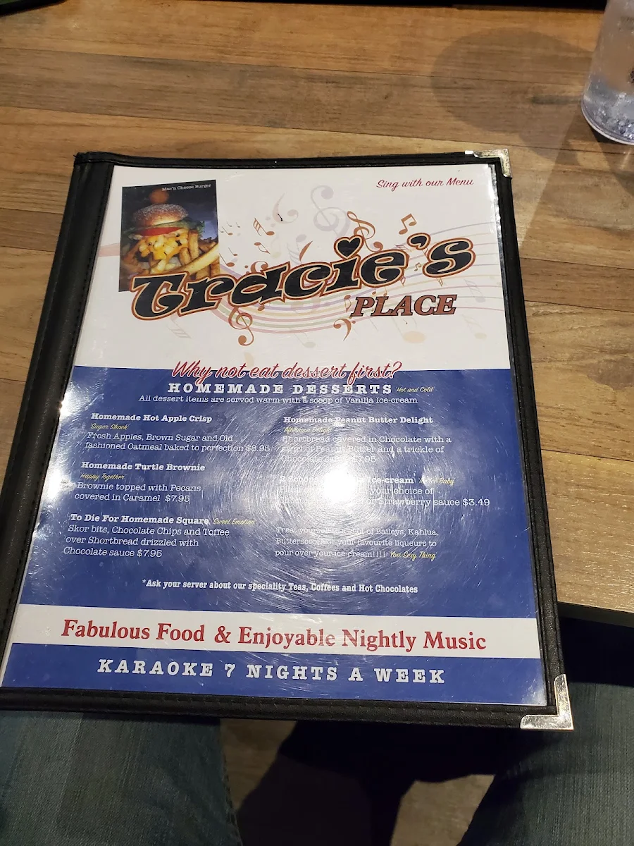 Menu, Tracie's Place Restaurant and Karaoke