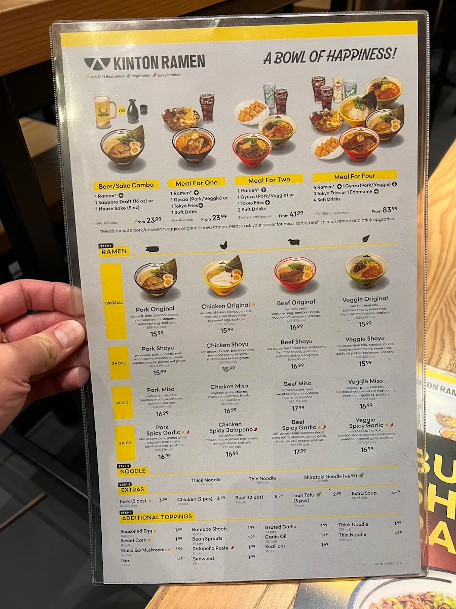 Menu, KINTON RAMEN BRAMPTON
