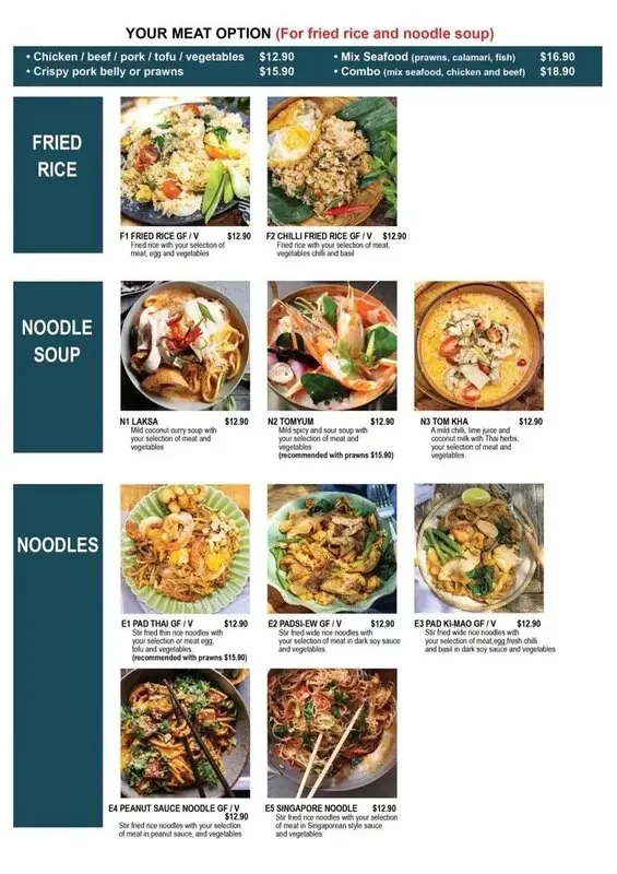 Menu, CHIM YOUNG THAI TAREE