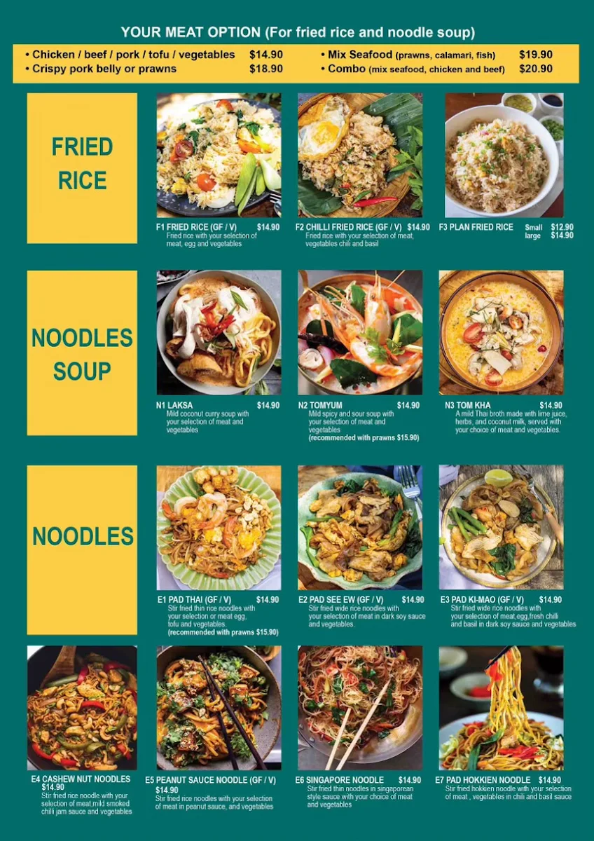 Menu, CHIM YOUNG THAI TAREE