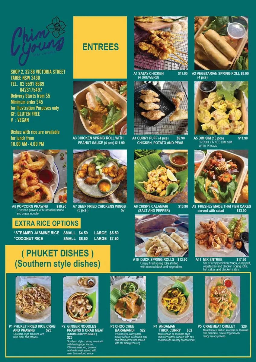 Menu, CHIM YOUNG THAI TAREE