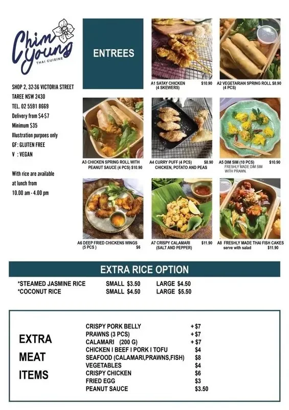 Menu, CHIM YOUNG THAI TAREE