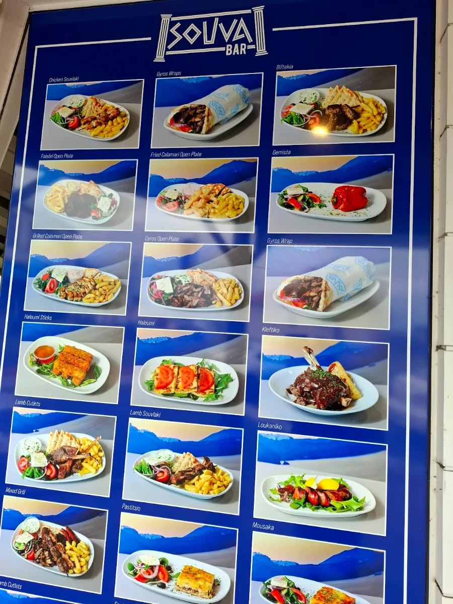 Menu, Souva Bar Greek Restaurant - Drysdale