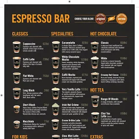 Menu, Gloria Jean's Padstow