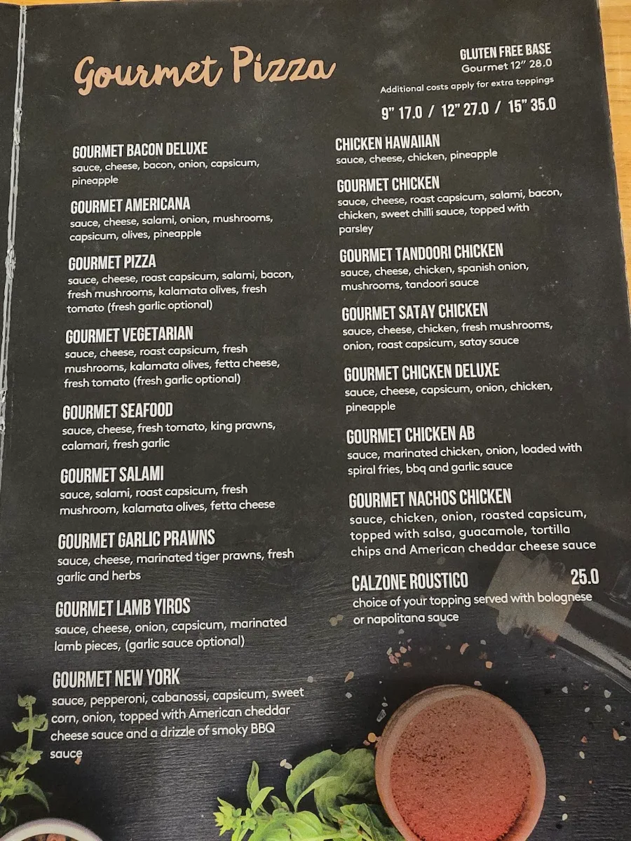 Menu, Hanson Pizza Bar