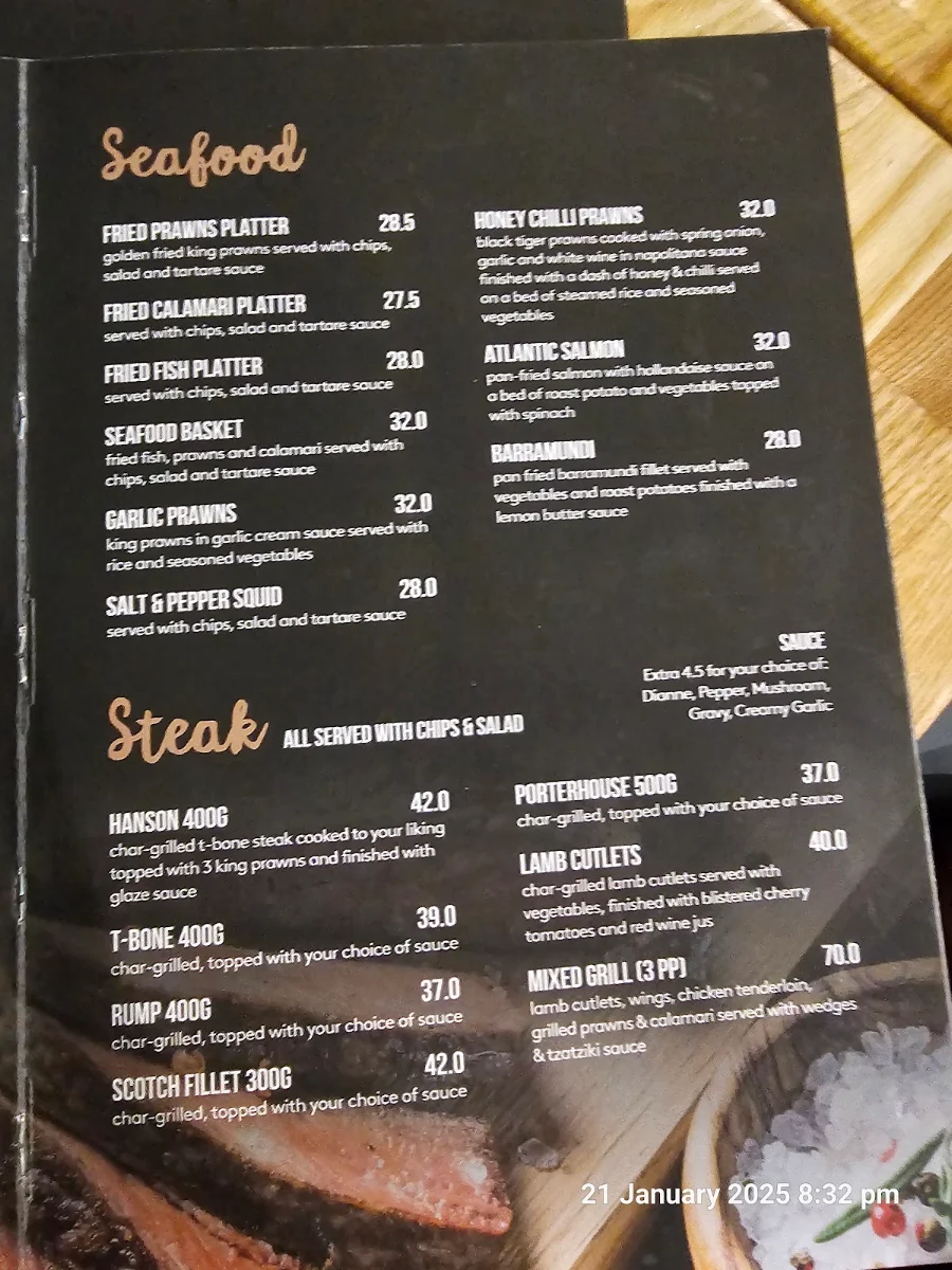 Menu, Hanson Pizza Bar