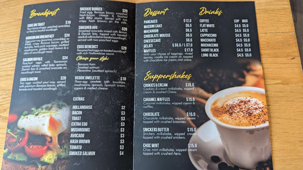 Menu, Hanson Pizza Bar