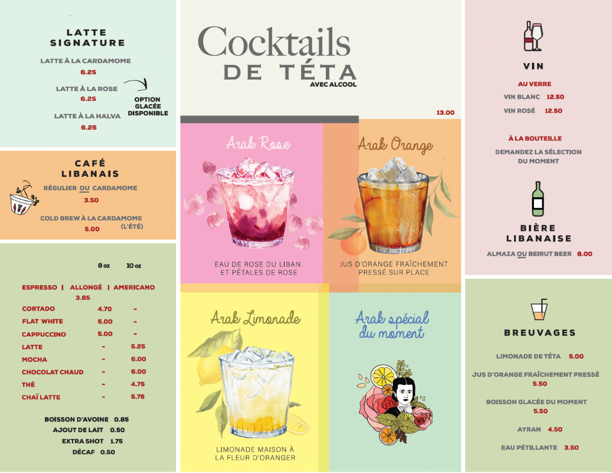 Menu, Chez Téta
