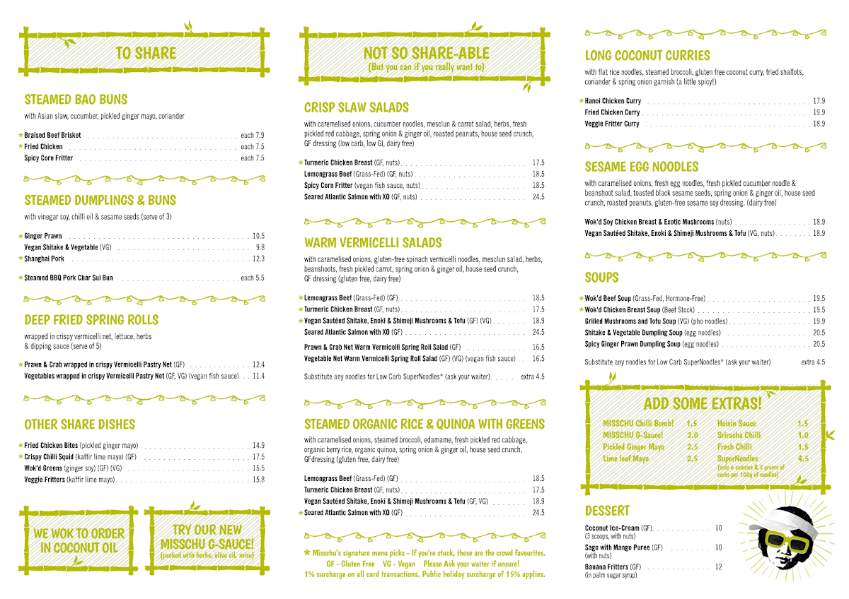 Menu, MISSCHU South Yarra