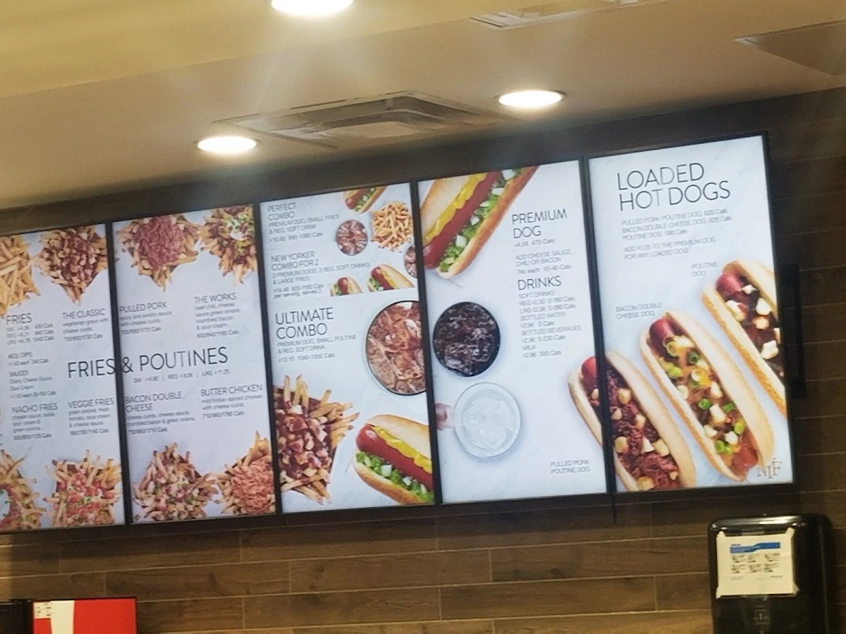 Menu, New York Fries ONroute Mallorytown