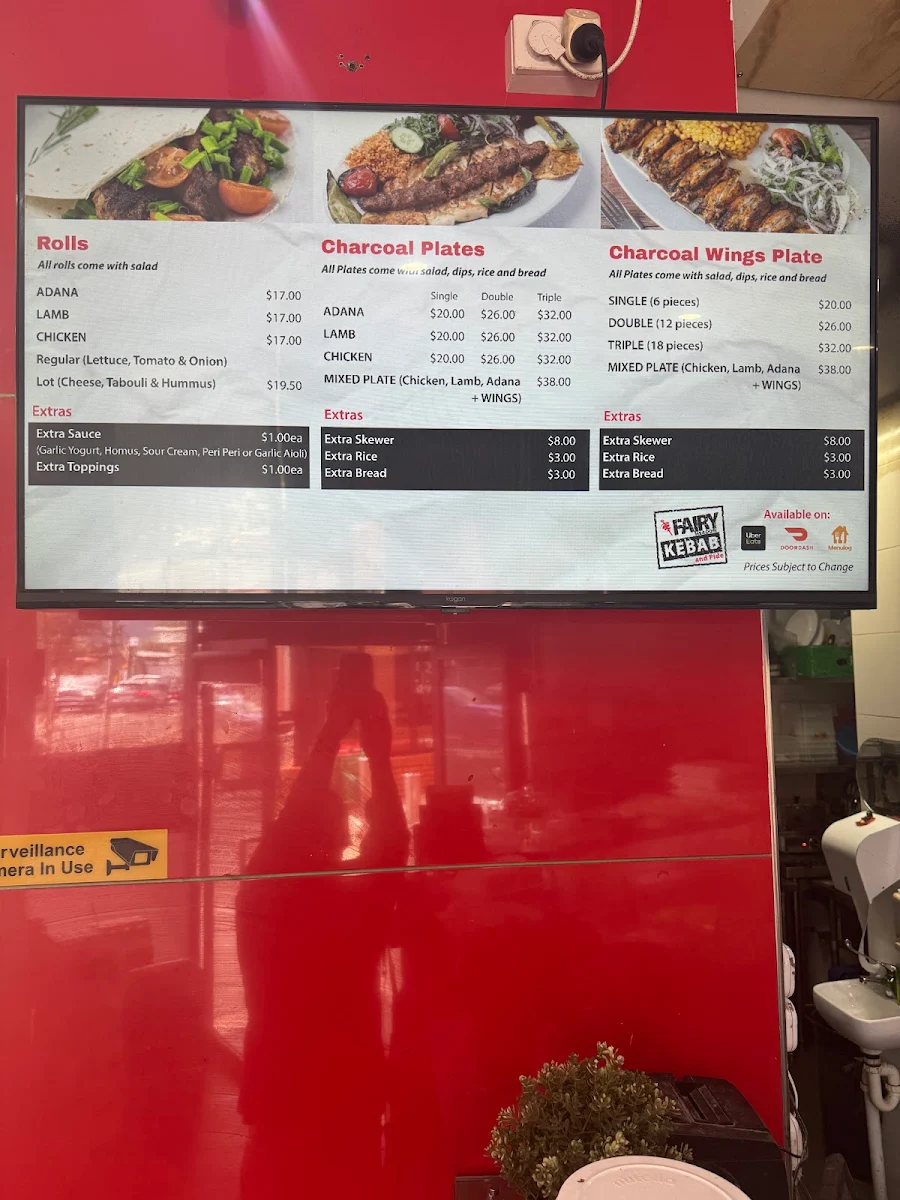 Menu, Fairy Meadow Kebabs & Pide