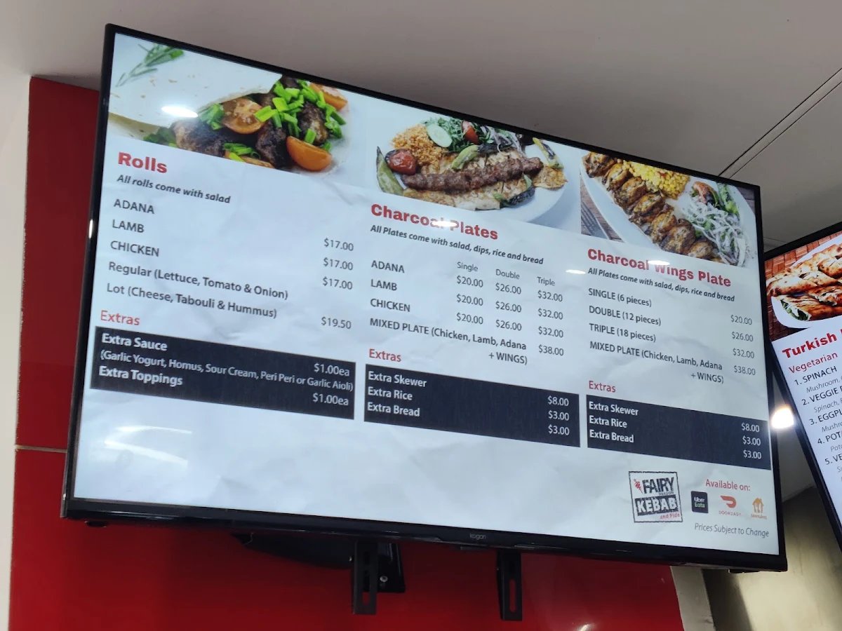 Menu, Fairy Meadow Kebabs & Pide