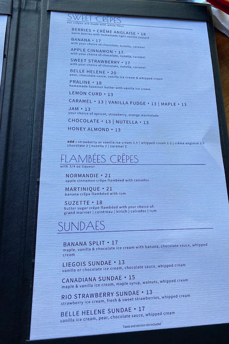 Menu, Crêpe Montagne