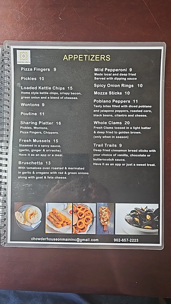 Menu, Chowder House on Main