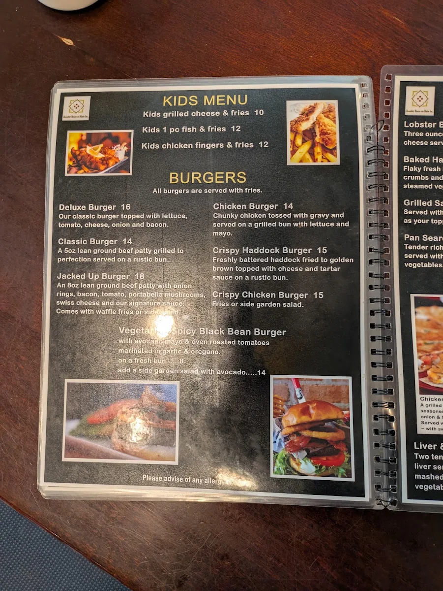 Menu, Chowder House on Main