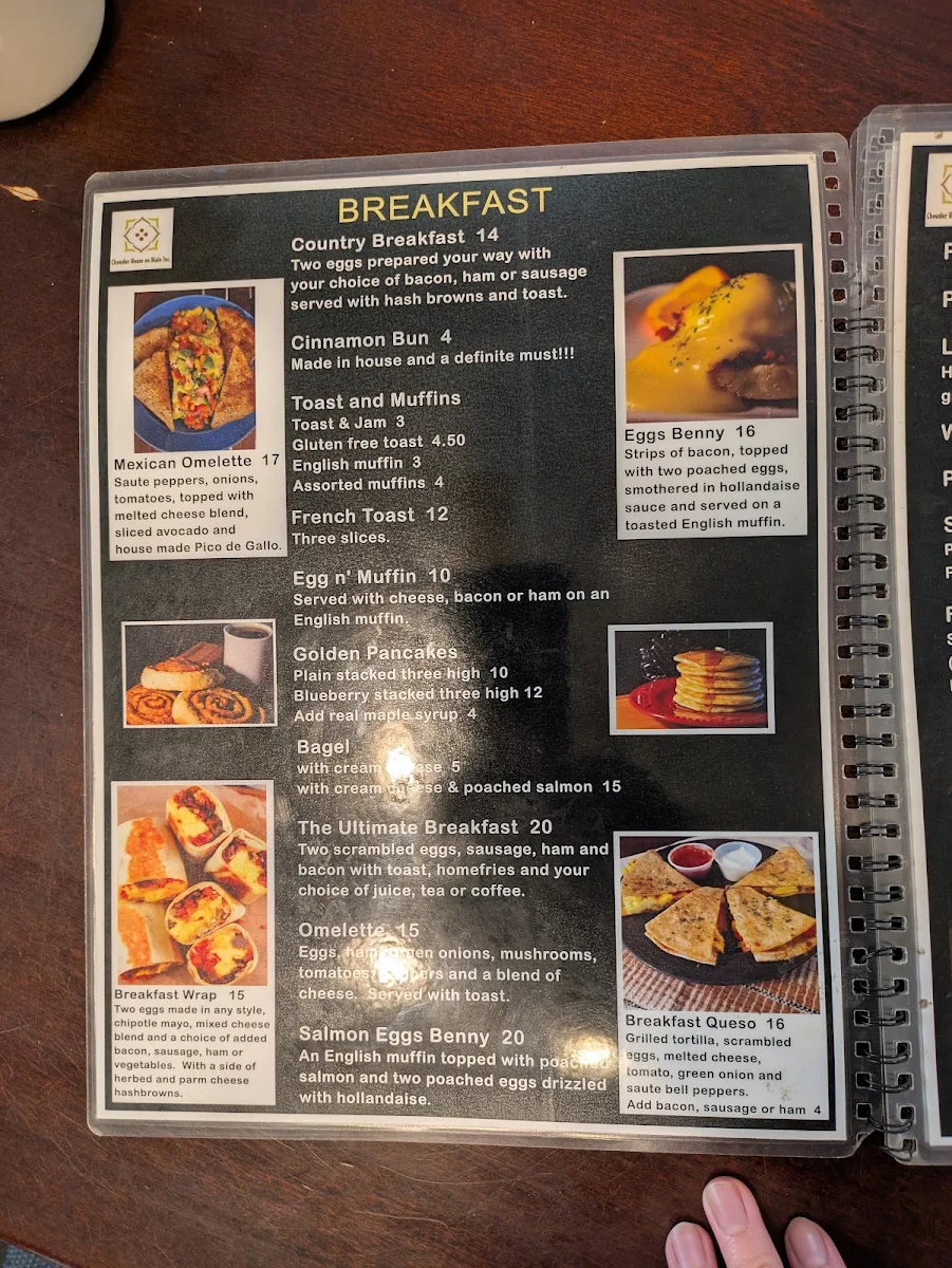 Menu, Chowder House on Main