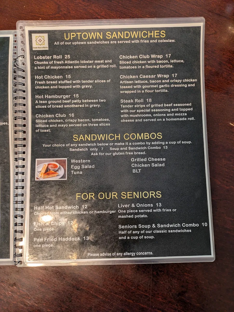 Menu, Chowder House on Main