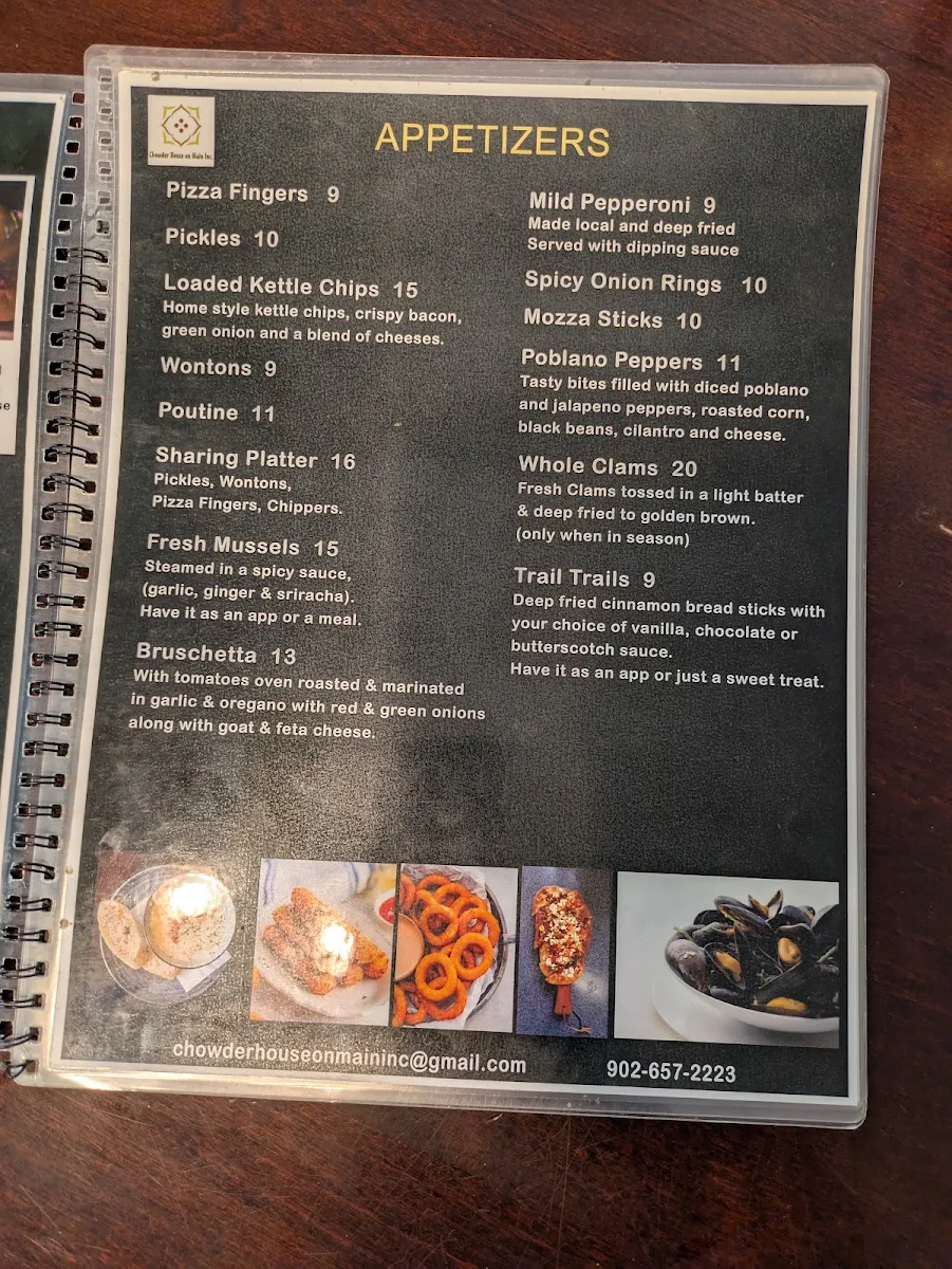 Menu, Chowder House on Main