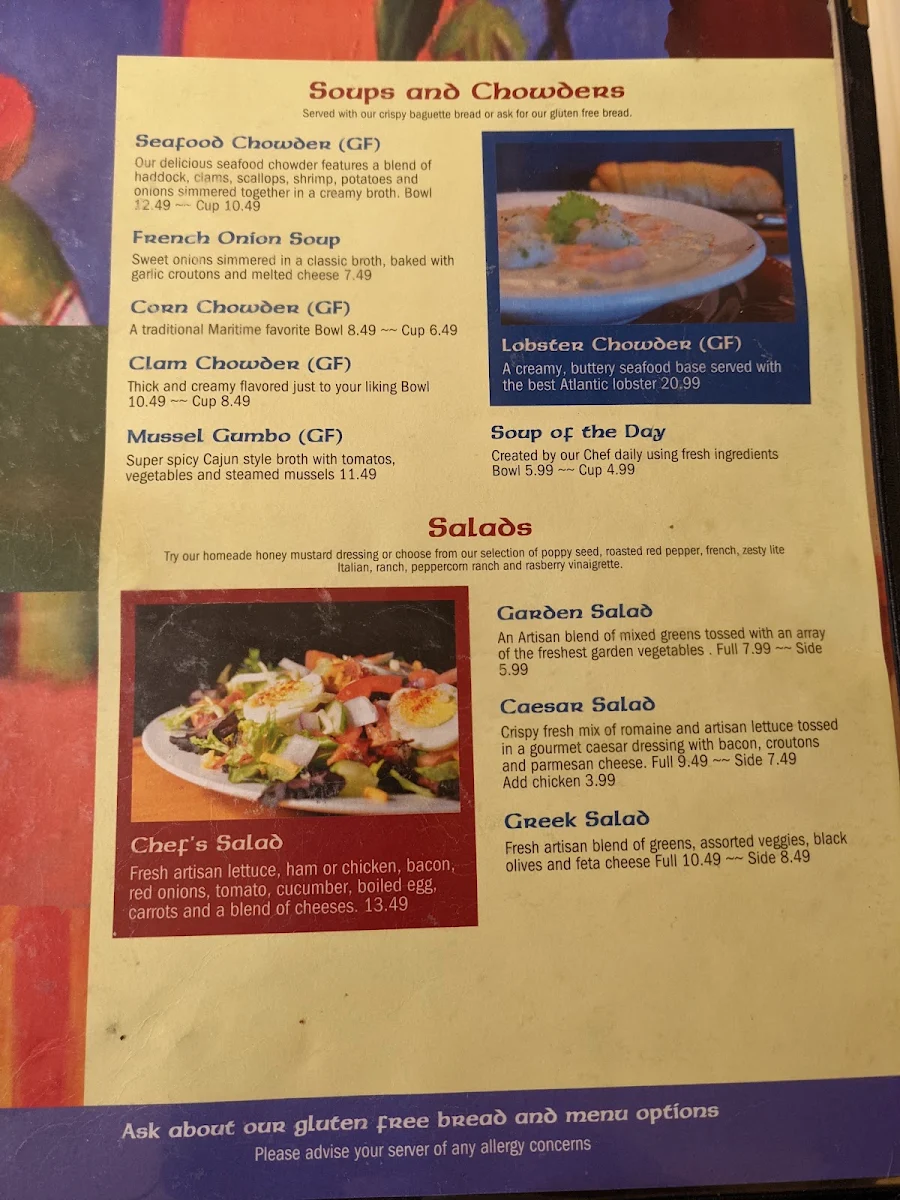 Menu, Chowder House on Main