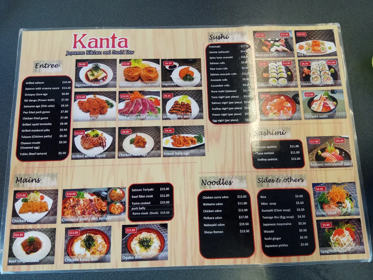 Menu, Kanta Japanese Kitchen
