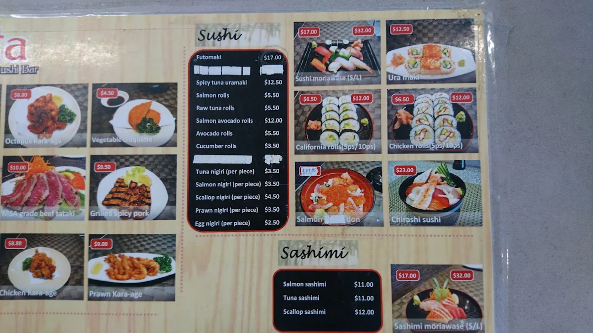 Menu, Kanta Japanese Kitchen