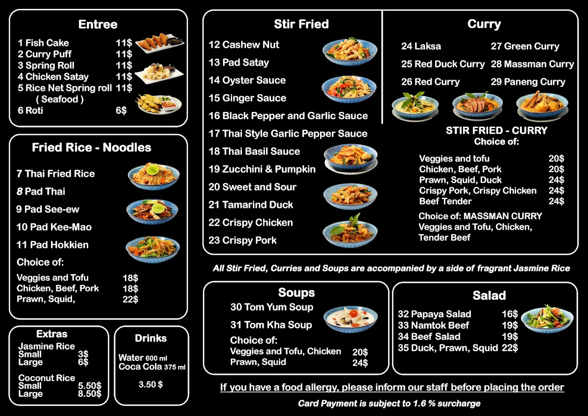 Menu, La Delizia - Thai Street Food