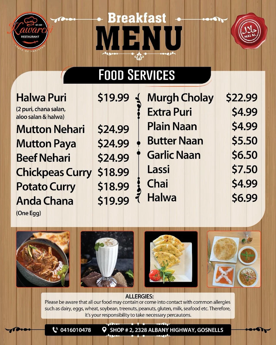 Menu, Kawarchi Restaurant