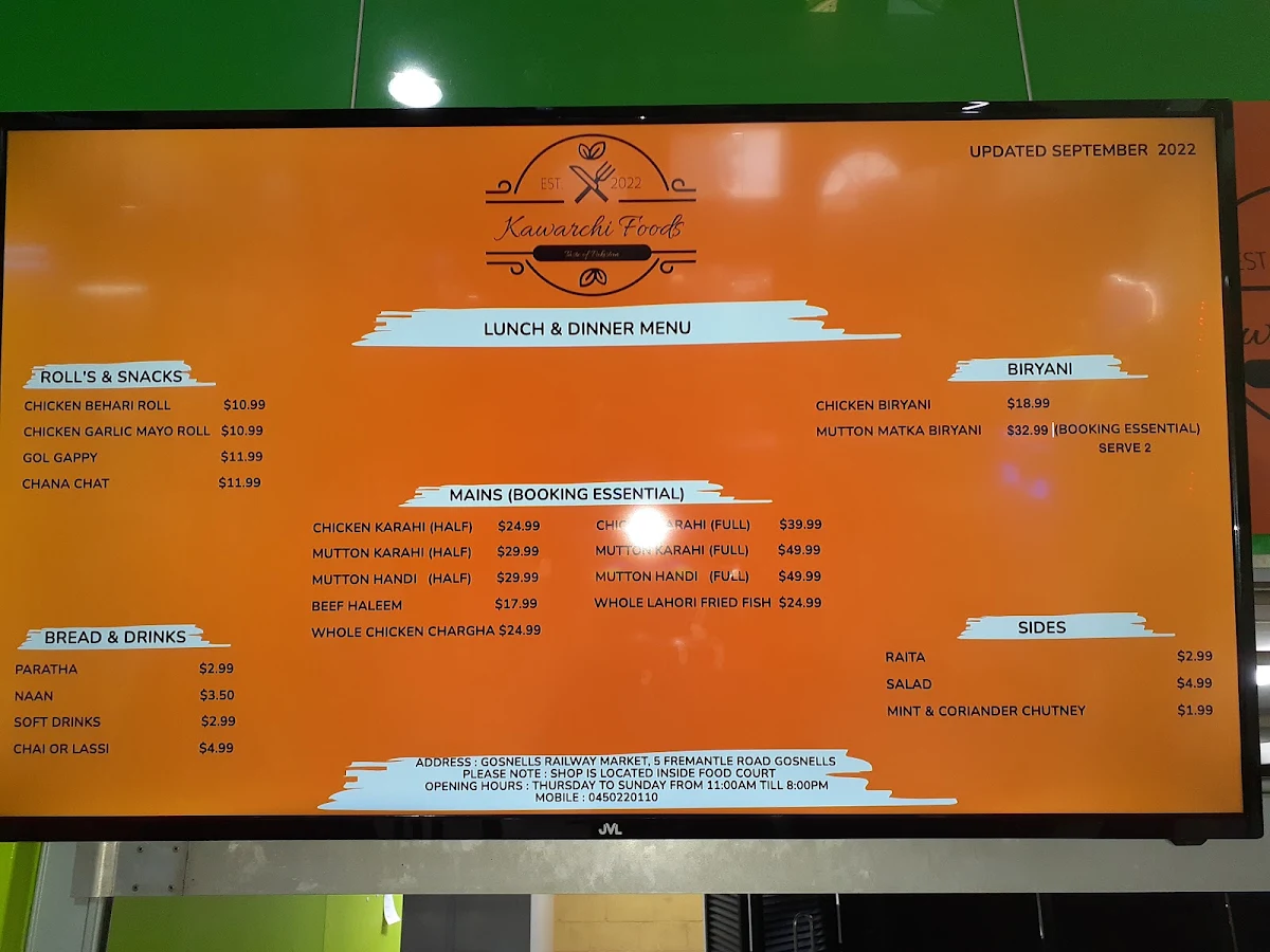 Menu, Kawarchi Restaurant
