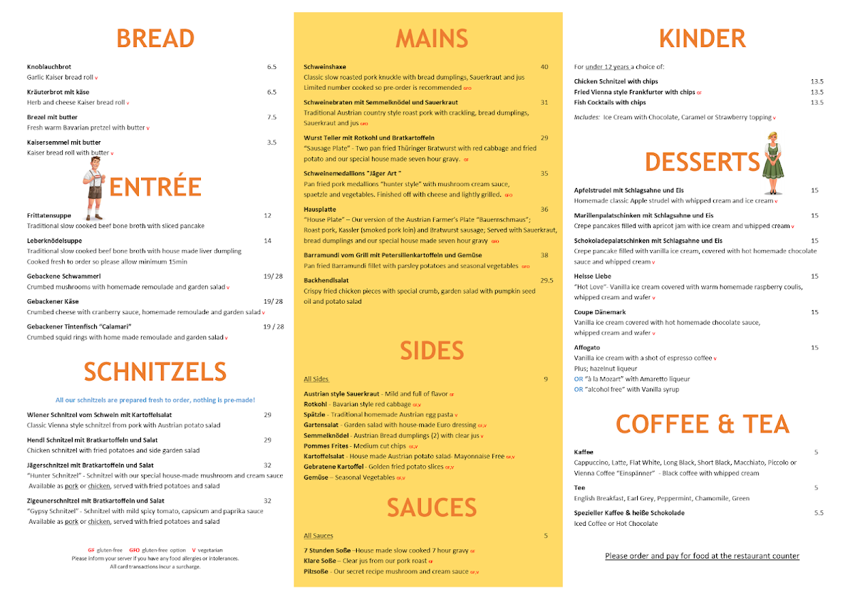 Menu, Austrian Club Restaurant